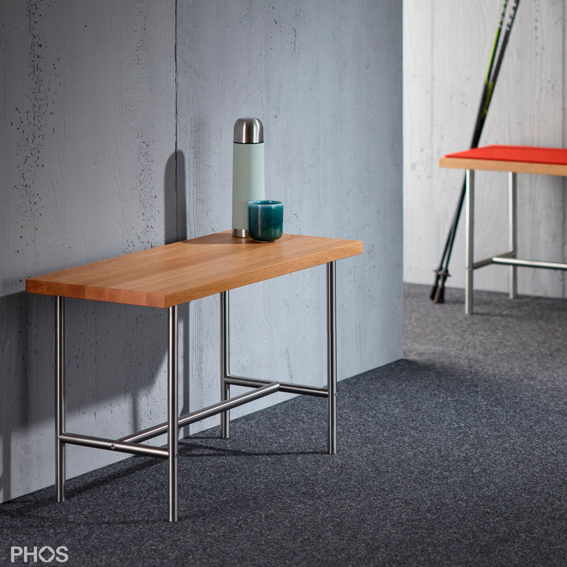 SiB1000-Eiche Скамья с сиденьем из массива дуба, ширина 115 см. PHOS  - Вид №3