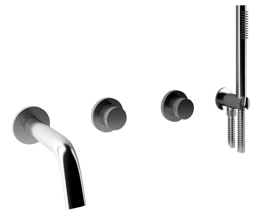 71530 / D Встроенный смеситель для ванны и душа из матовой нержавеющей стали 316 с дуплексным душем и традиционным картриджем. Bongio Time2020 T&Lever 71530/D