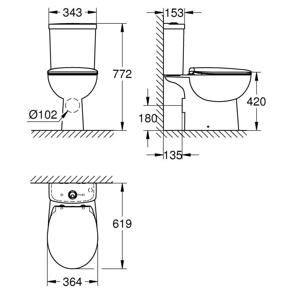 Унитаз-компакт Grohe Bau Ceramic 39604000 горизонтальный выпуск двойной слив 82109184 STLM-2034342 - Вид №9