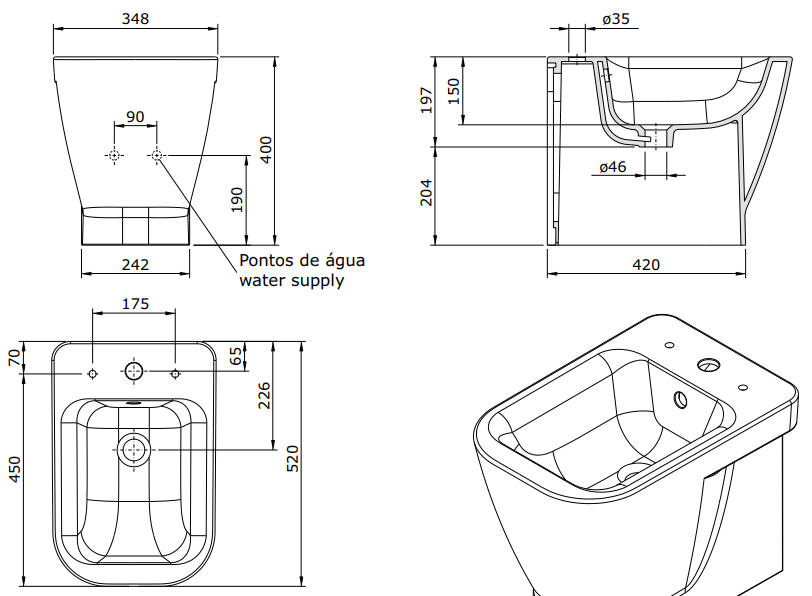 134415004 Биде напольное Look Sanindusa - Вид №1