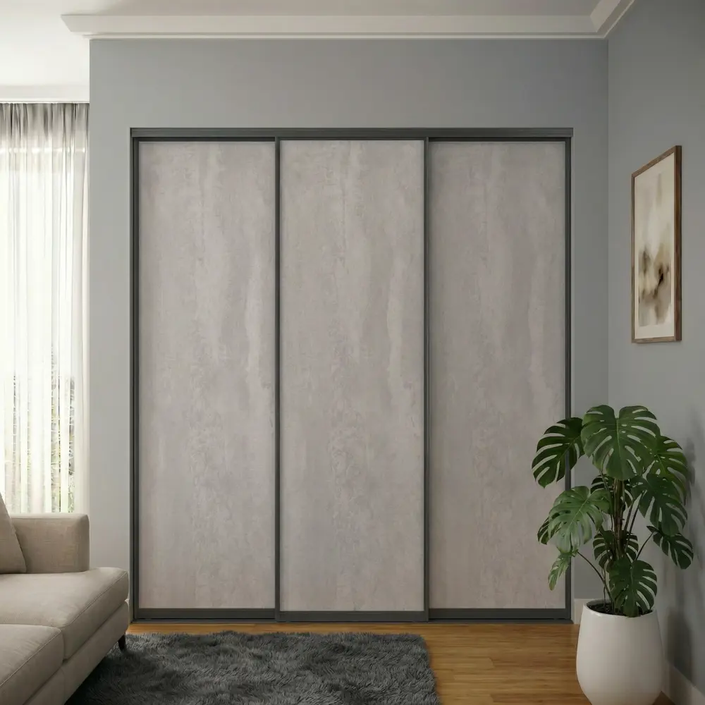 Дверь-купе KONSENSA 225.5x70.4 см МДФ цвет бетон профиль черный 89443987 STLM-2168913  - Вид №8