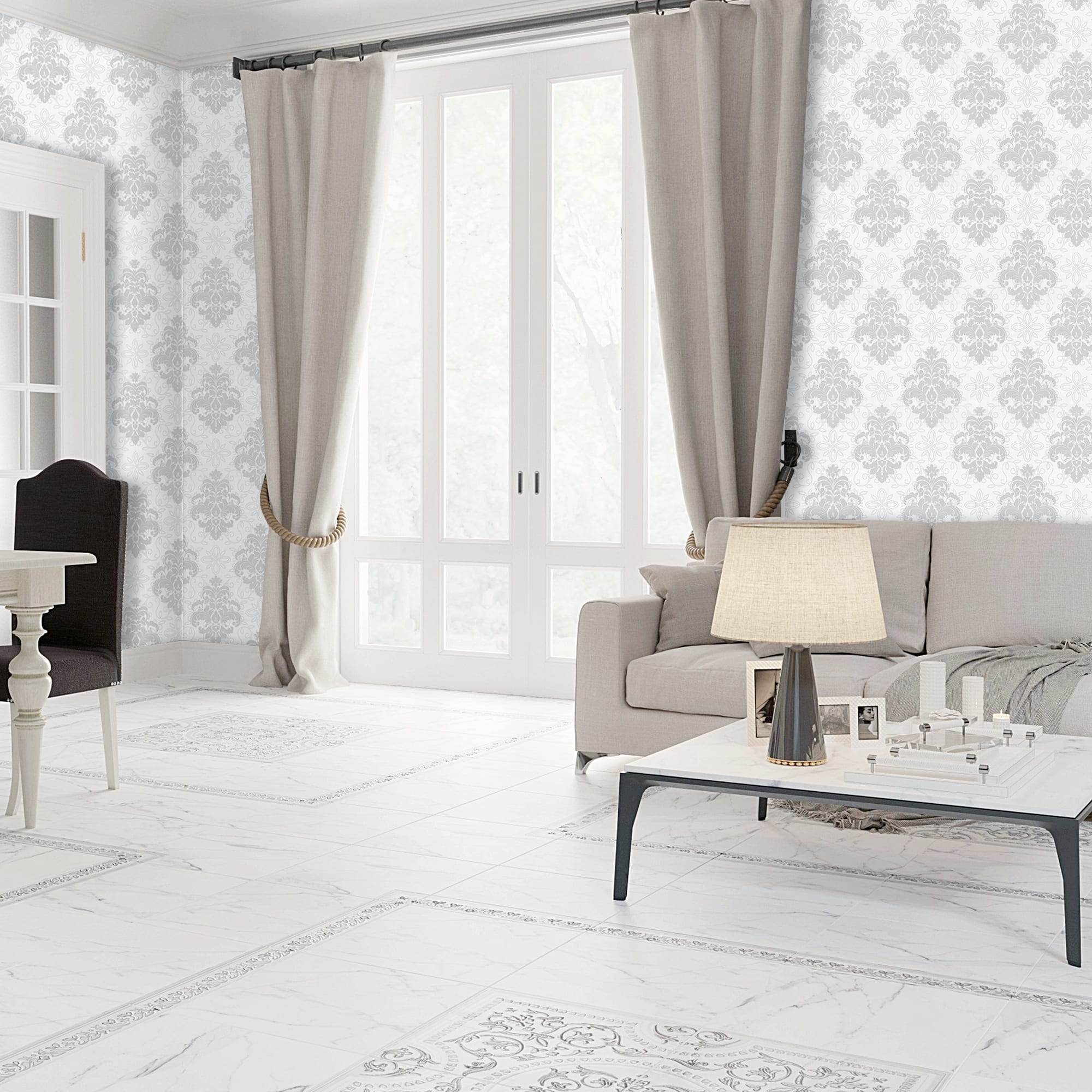 82399700 Обои флизелиновые серые 1.06 м 1116-21 Вензель Santreyd  - Вид №3
