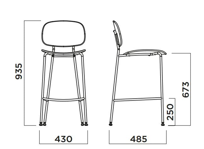 Высокий стул из стали и дерева со спинкой Infiniti круглый ARCH-00019313 - Вид №4