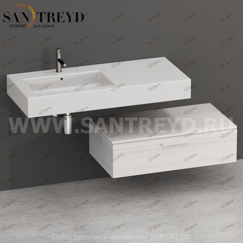 S09024BT Тумба с 1 ящиком 90 см цвет Северное Дерево светлое ARREDO WOOD Италия Ceramica Globo