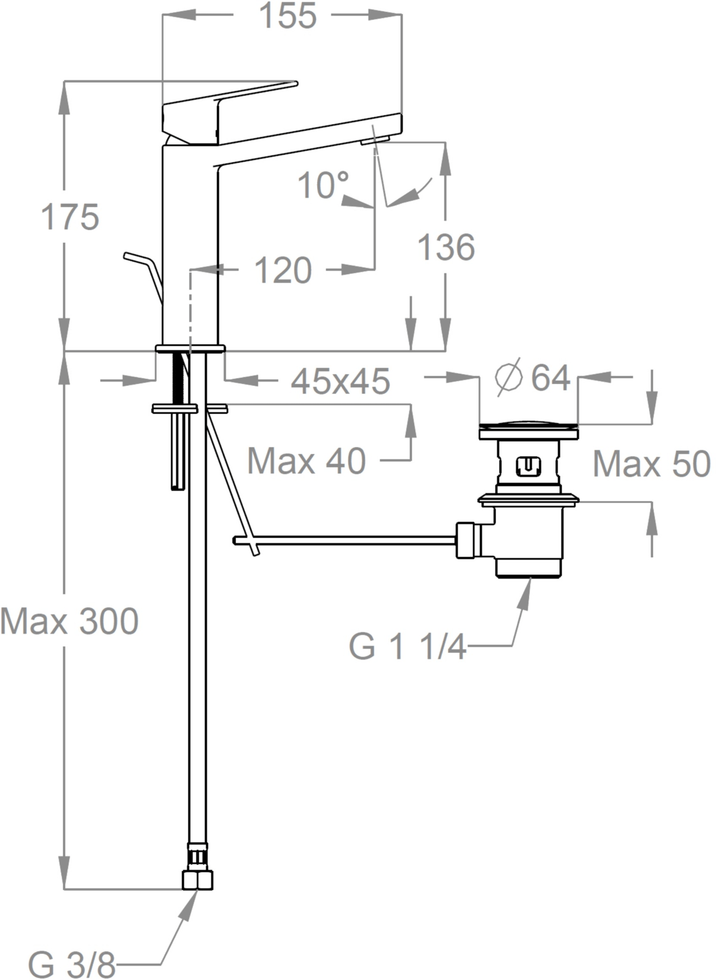Fir Italia Смеситель для раковины из латуни на столешнице с автоматическим сливом Doda 67 6711201 - Вид №1