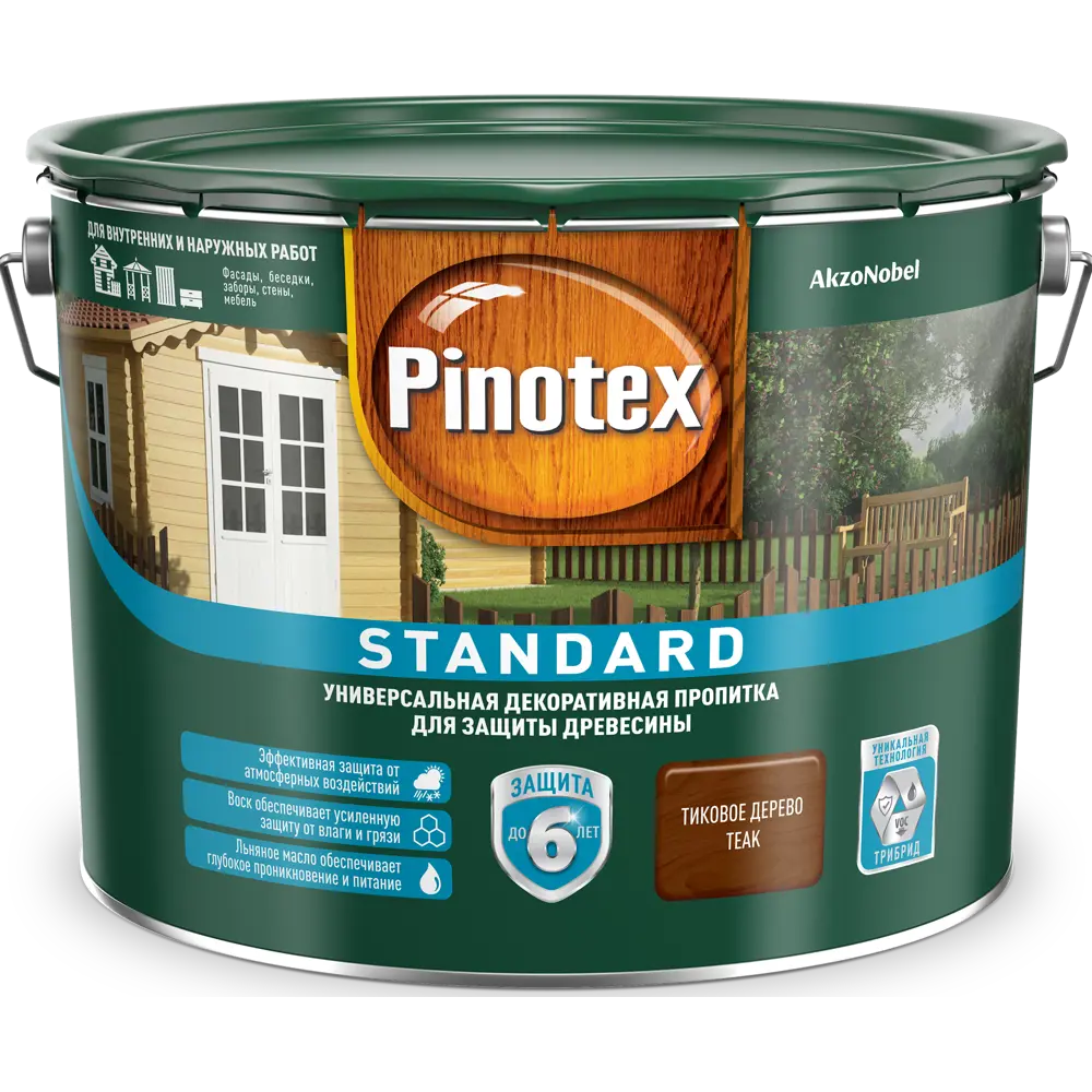 Антисептик Pinotex Standard цвет тиковое дерево 9 л STLM-2098970 - Вид №1