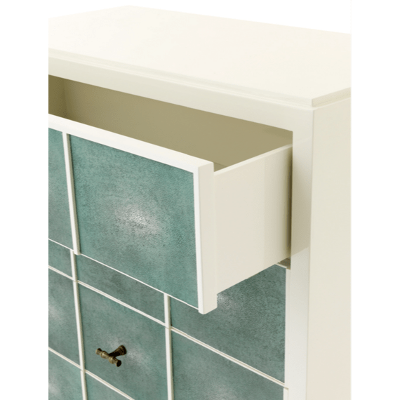 Комод в прихожую высокий с 5 ящиками слоновая кость с зелеными фасадами Brunel от Eicholtz EICHHOLTZ ДИЗАЙНЕРСКИЕ, EICHOLTZ 060903 Белый;зеленый  - Вид №3