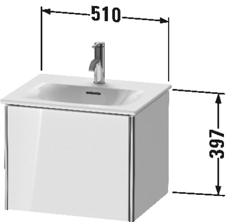 XS422103939 Тумбочка подвесная XSquare #XS4221 510 x 418 мм Скандинавский белый шелковисто-матовый лак Duravit - Вид №1