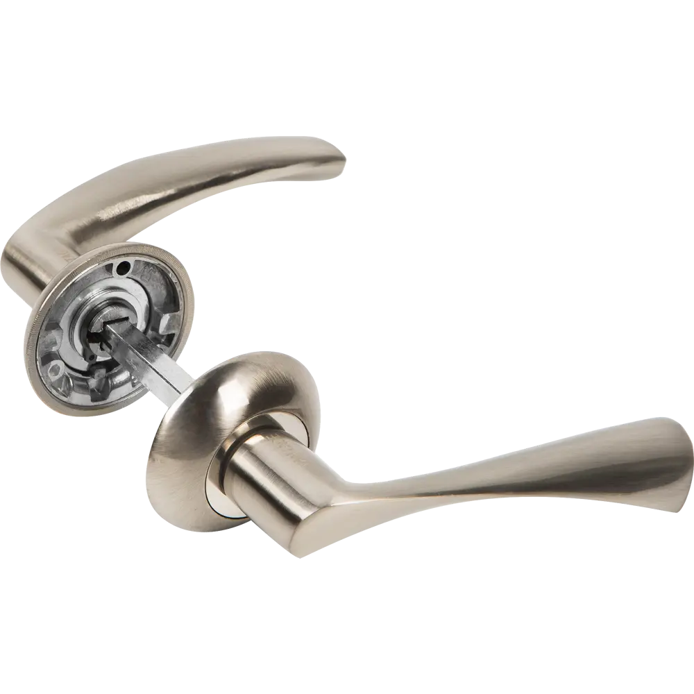 Дверная ручка Code Deco 14023-NIS/CR, без запирания, комплект, цвет матовый никель/хром ARMEX STLM-2124236 - Вид №1