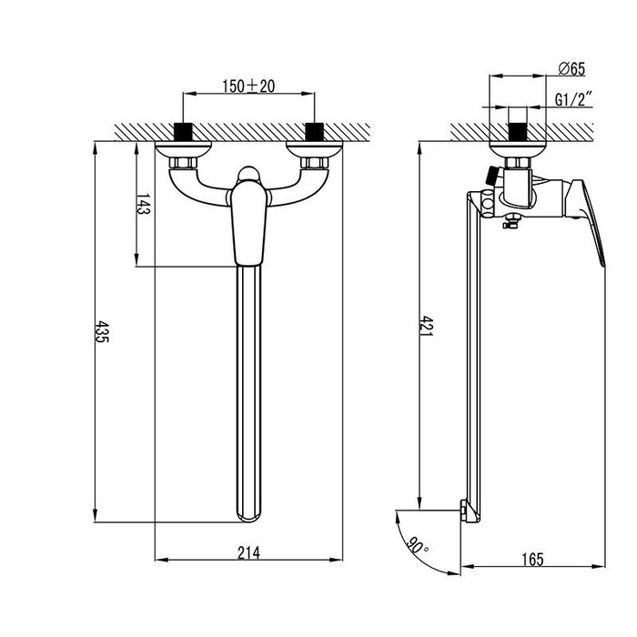 DONSBLCM10 Milardo Don Смеситель для ванны с длинным изливом Don Россия  - Вид №7