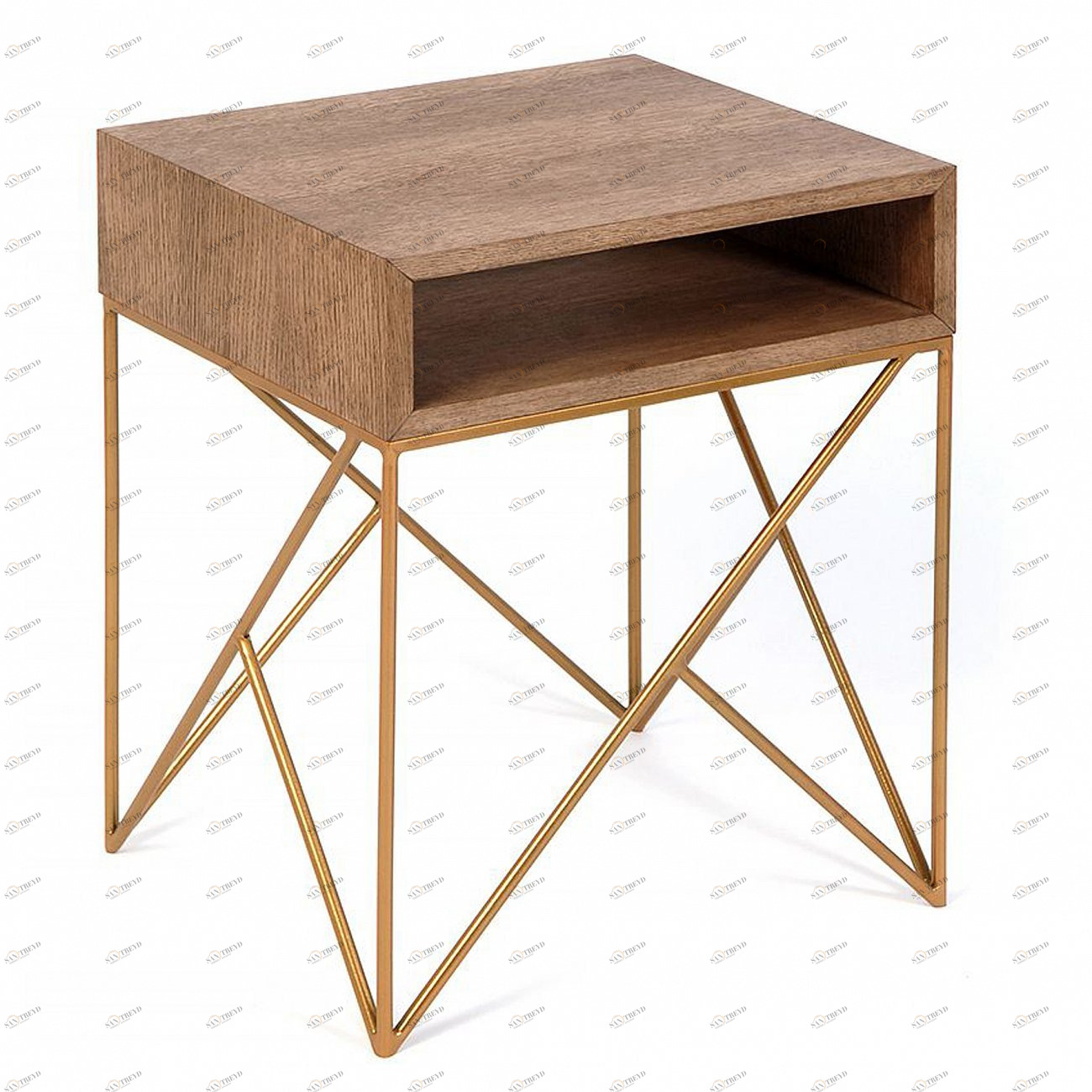 Тумбочка прикроватная для спальни темный дуб с золотом Prince box INTELLIGENT DESIGN  260726 Коричневый 