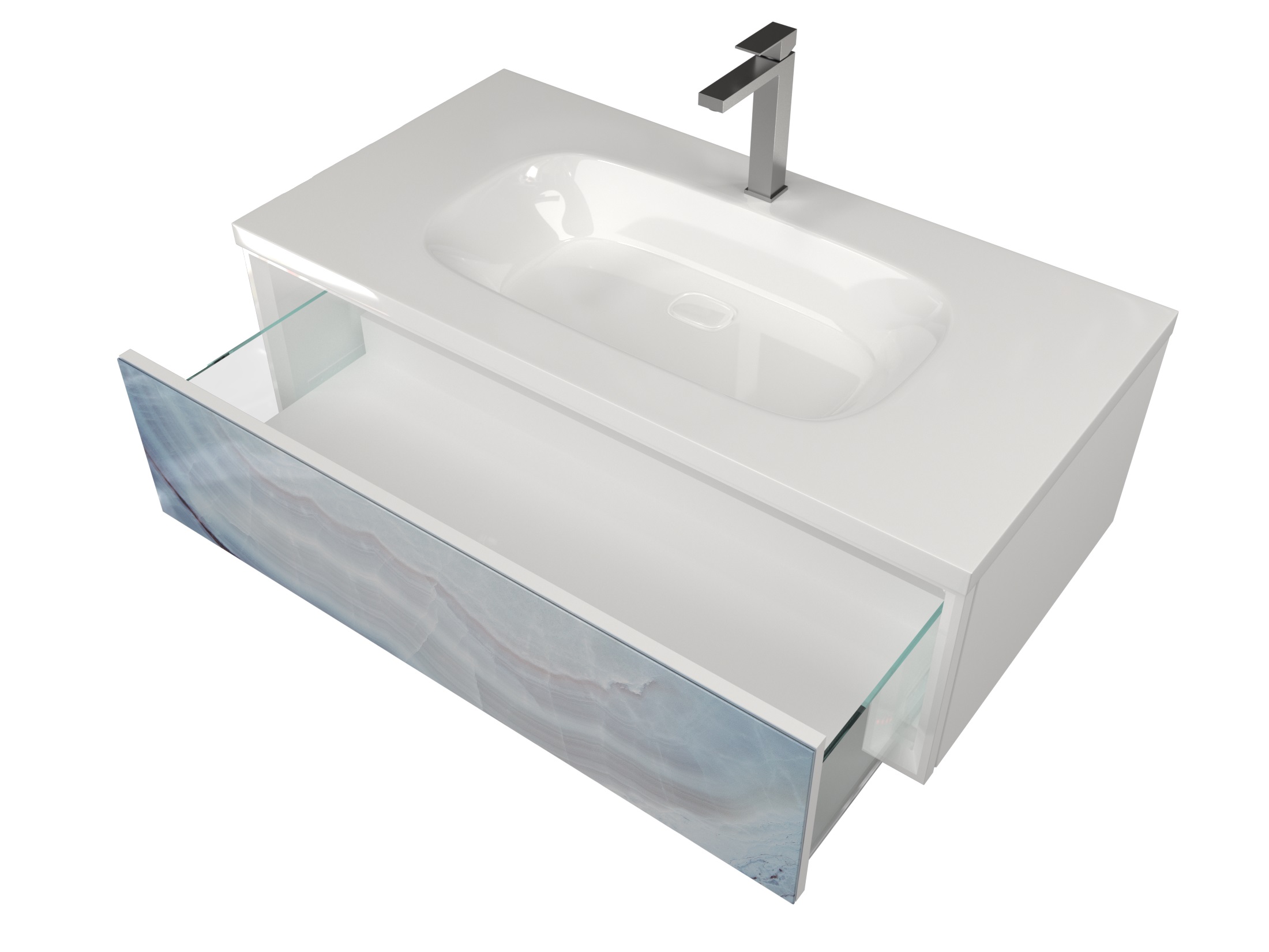 У72795 Тумба Milacco 100П 1в.я. Blue marble (верх) 1 Marka 