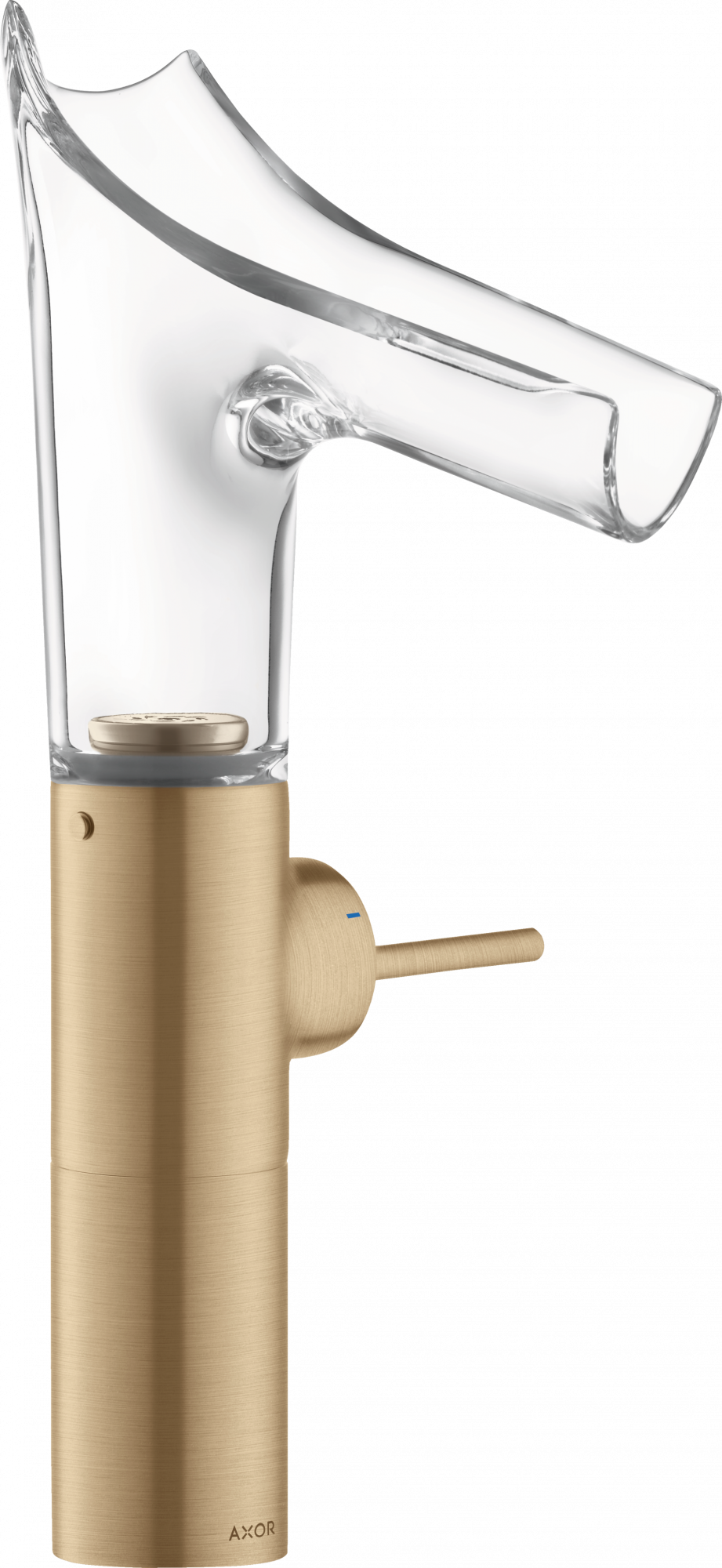 12114140 Смеситель для раковины 220, однорычажный, со стеклянным изливом, для умывальников, со сливным набором AXOR STARCK V 