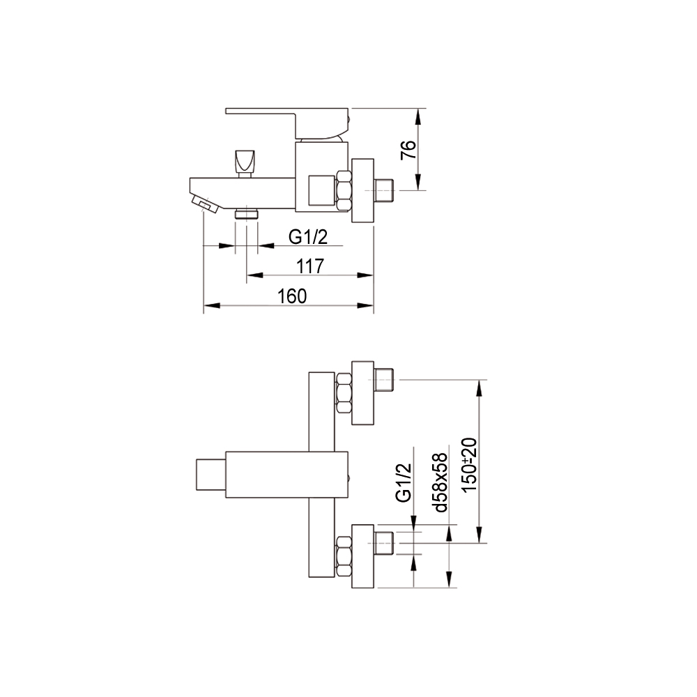 R1801 Смеситель для ванны однорычажный Raiber Grats  - Вид №3