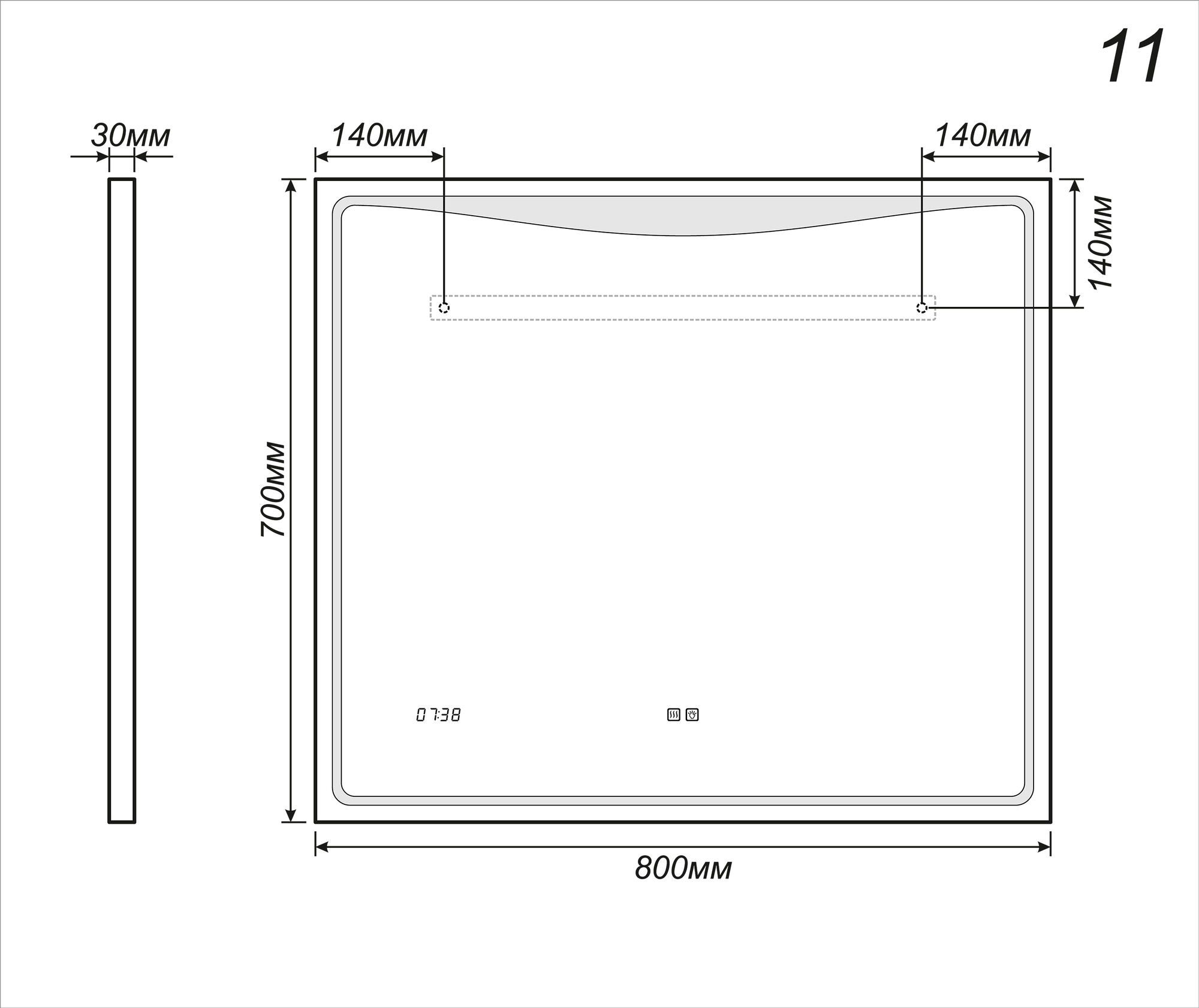 Зеркало Eva Luxe 10001000⨉40⨉700 мм хром VIGO sun-id-665347 - Вид №3