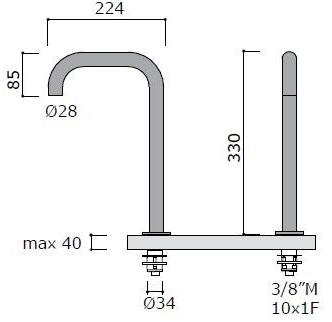 MINA Смеситель для раковины на столешнице из нержавеющей стали Stiriana 6300-6100 - Вид №1