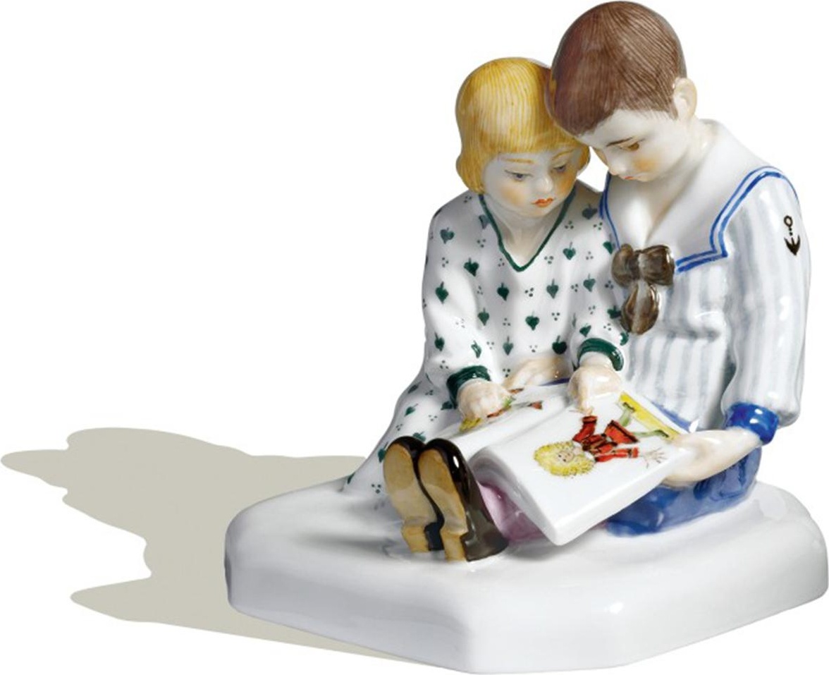 78201 Meissen Фигурка 8см "Дети читают книгу" Фарфор 