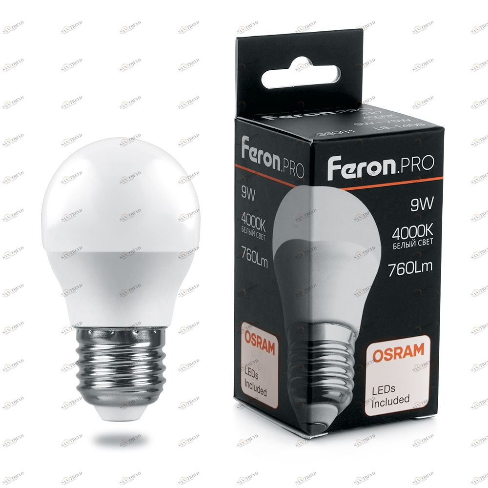 Лампа светодиодная Feron.PRO "Шарик" E27 7.5W 2700K OSRAM LED LB-1407 38074 FERON  00-3956750 Матовый 