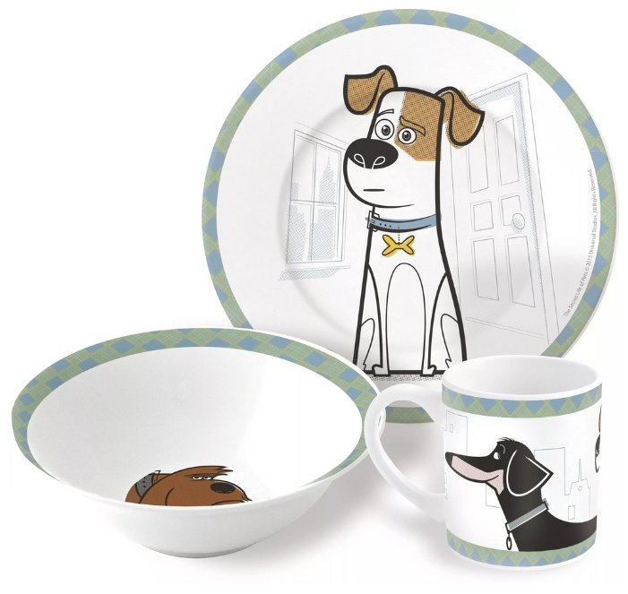 Набор детской керамической посуды в подарочной упаковке "Тайная жизнь домашних животных", 3 предмета STOR ТАЙНАЯ ЖИЗНЬ ДОМАШНИХ ЖИВОТНЫХ 335868 Желтый Santreyd  - Вид №1