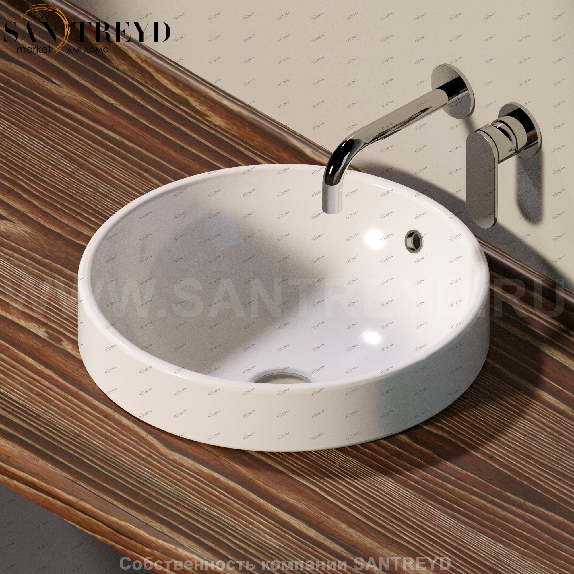 505542C9016 Накладная раковина под столешницу  круглая Ceramica Flaminia Twin