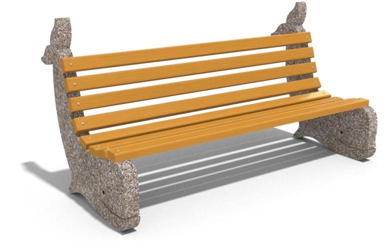 ENCHO ENCHEV - ETE Скамейка из бетона и дерева со спинкой  155  - Вид №4