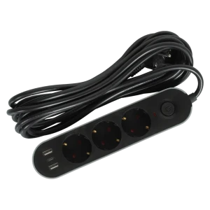 Удлинитель бытовой SKYBEAM 3 розетки, 5 м, черный 89376451