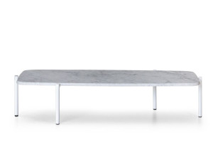 Низкий прямоугольный журнальный столик из каррарского мрамора