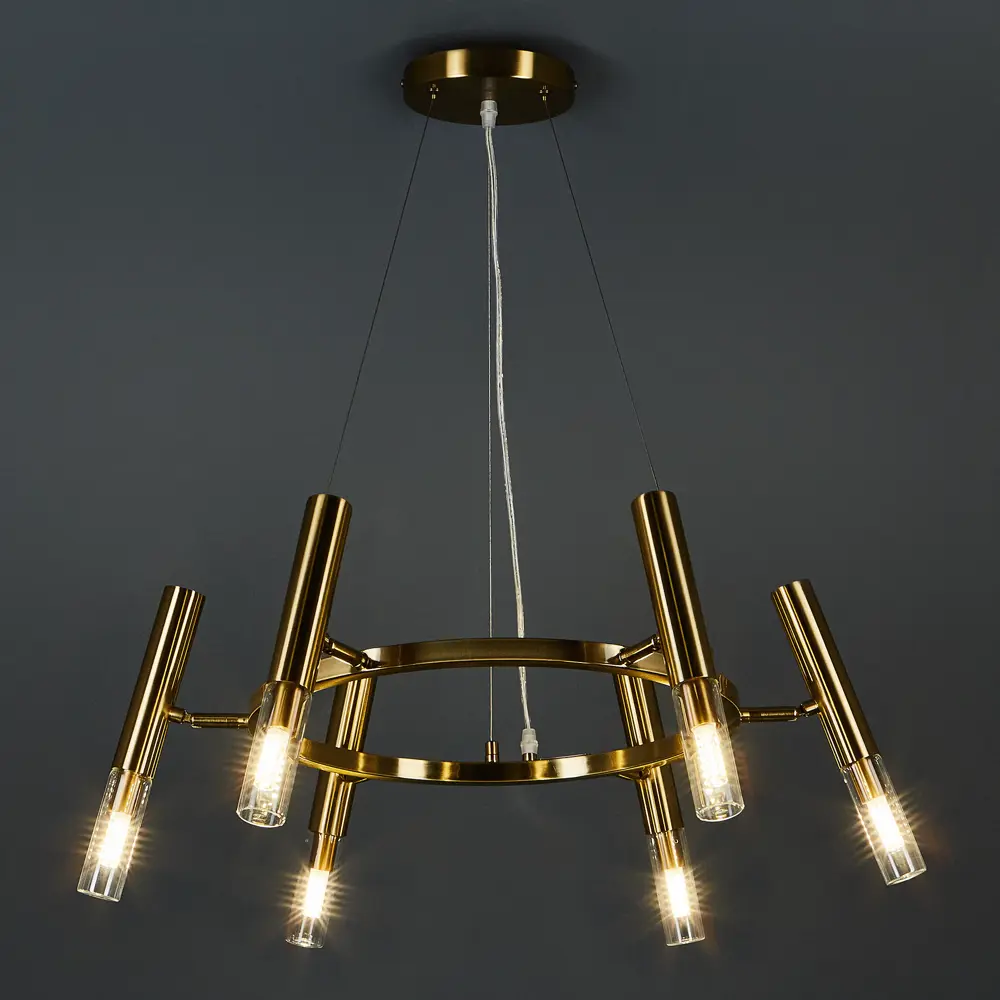 Люстра Freya Match золотая с 6 цилиндрическими плафонами 89335712 STLM-0928383 - Вид №1