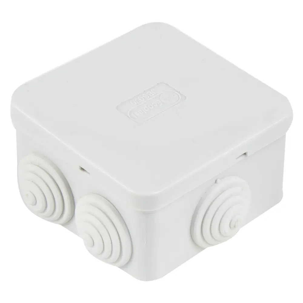 Распределительная коробка открытая Экопласт 70х70х40 мм 6 вводов IP44 цвет серый STLM-2152255