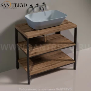 Консоль металлическая на 4 ногах с деревянными полками для раковины WAVE натуральный дуб