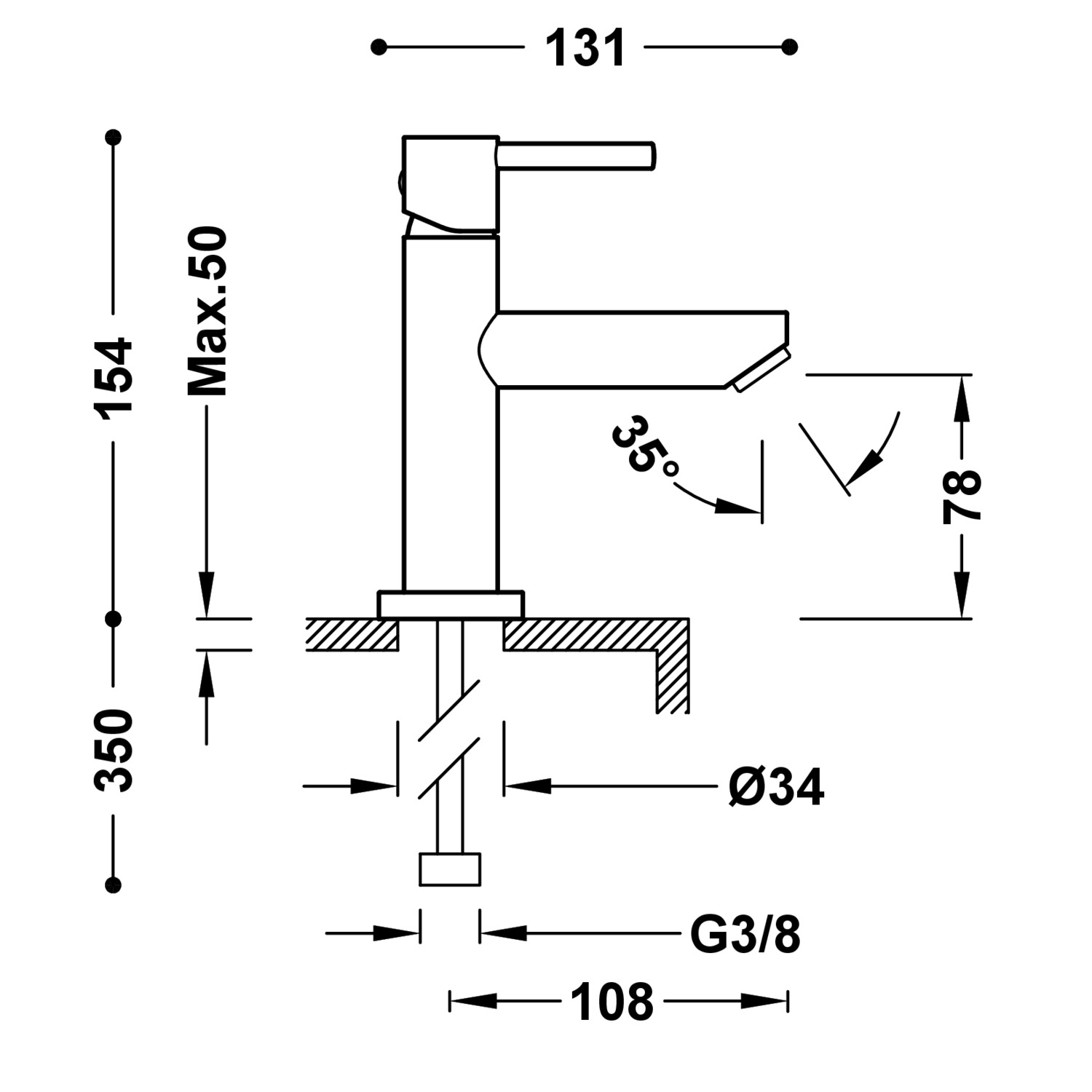Базовый смеситель для раковины с одной ручкой-06260301 TRES Base - Вид №1