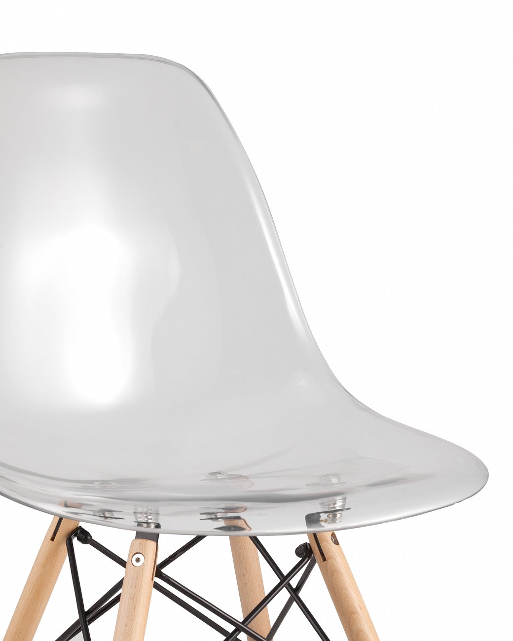 Стул со спинкой прозрачный с деревянными ножками Eames Clear EAMES ДИЗАЙНЕРСКИЕ, EAMES DSW 00-3882027 Прозрачный  - Вид №4
