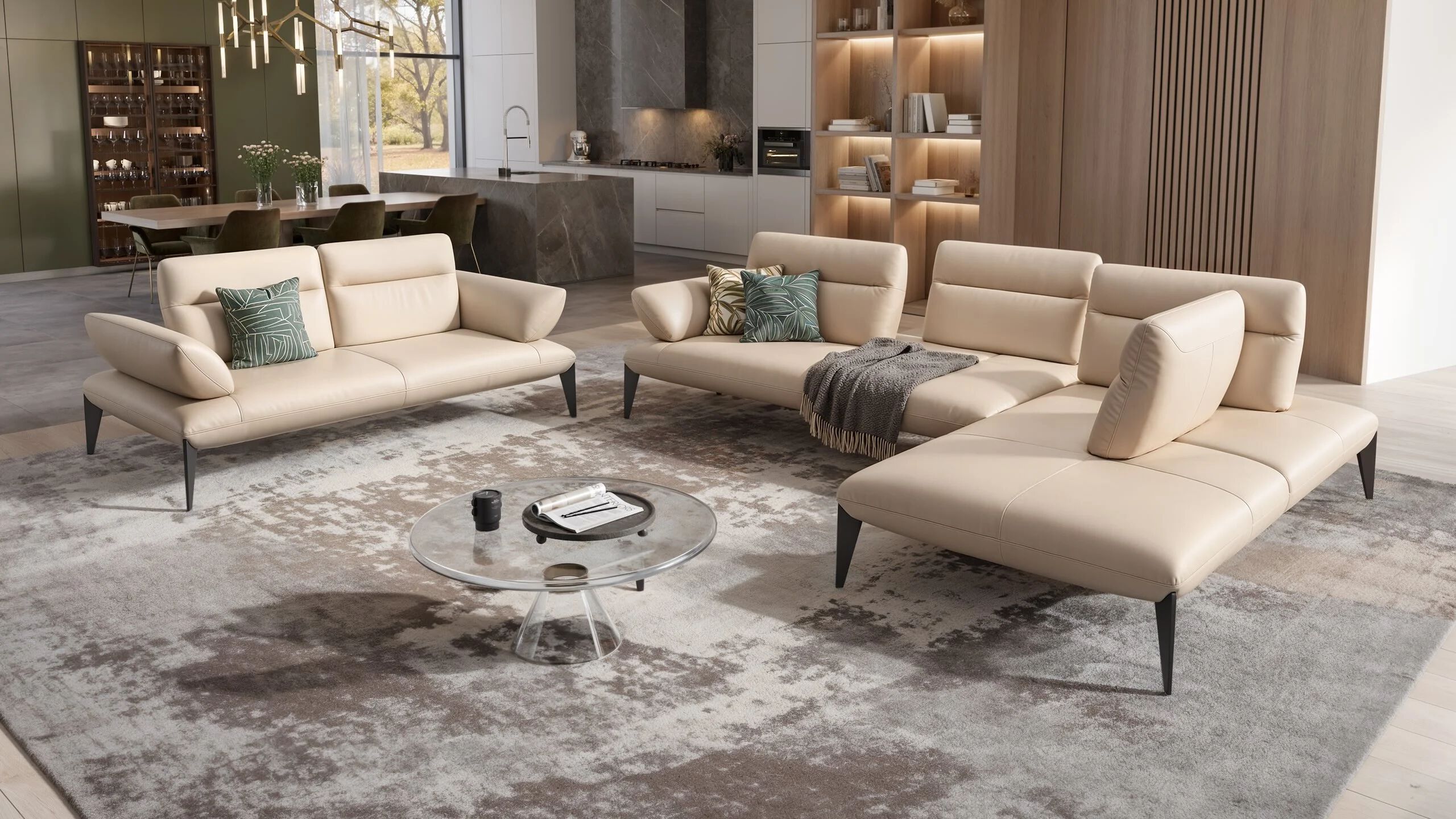 2-местный кожаный линейный диван Sofanella Лацио ARCH-00054055