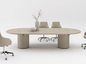 Деревянный овальный стол для совещаний с системой люверсов