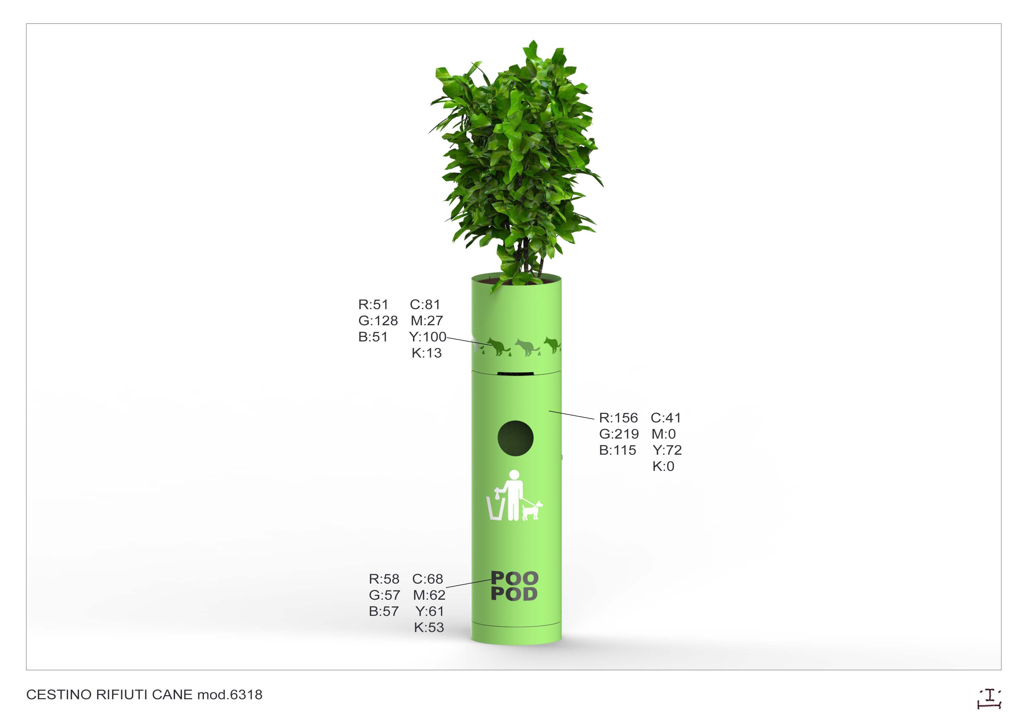 Стойка для мусора из листового металла для собак на открытом воздухе CITYSì ARCH-00047144 - Вид №3