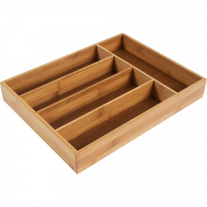 13070198 Лоток для столовых приборов 5 отделений 36х27х5см, бамбук