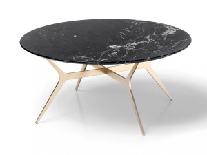 Мраморный круглый низкий журнальный столик