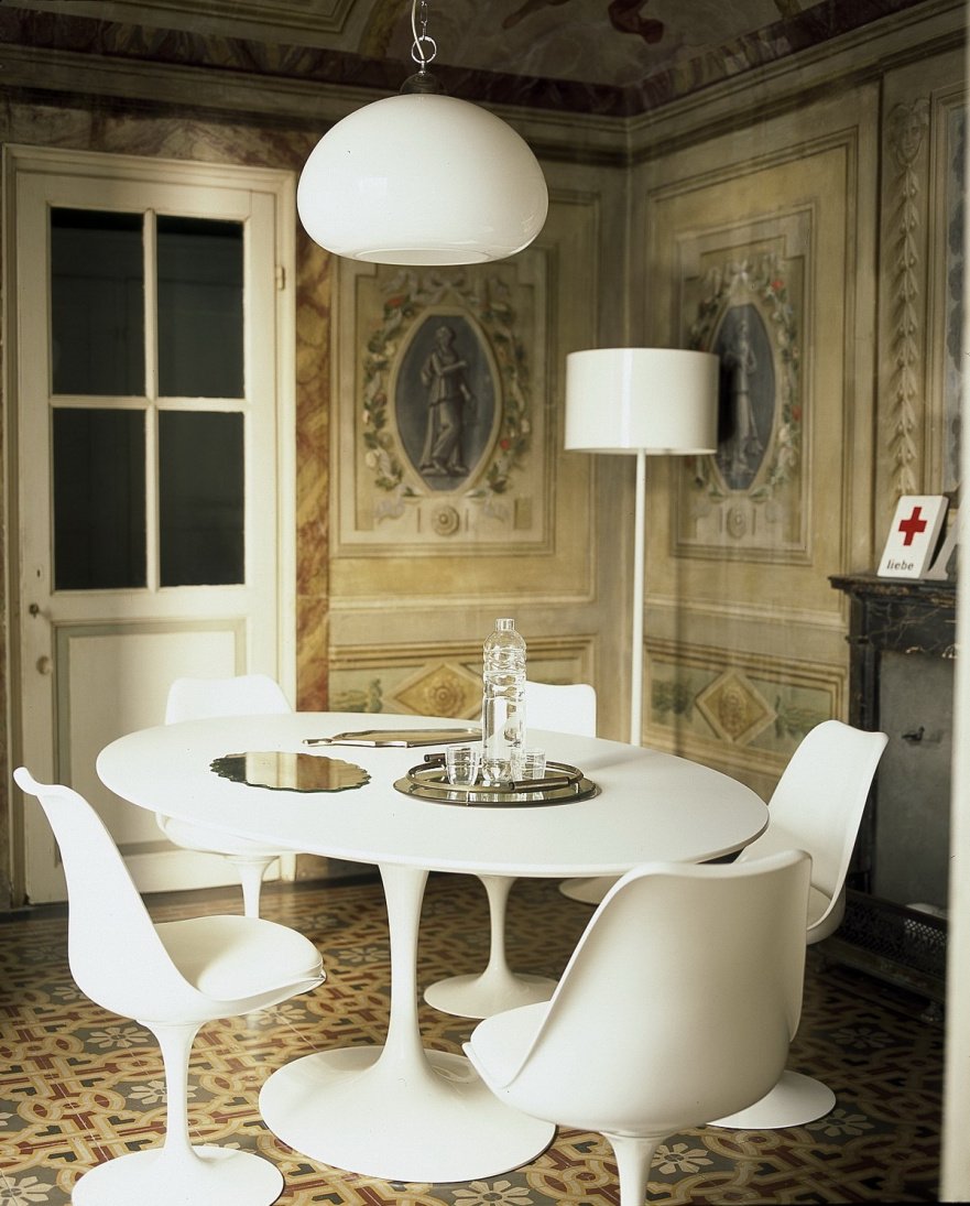 Стул пластиковый белый с черной подушкой Eero Saarinen Style Tulip Chair SOHO DESIGN ДИЗАЙНЕРСКИЕ, TULIP 131549 Черный  - Вид №8