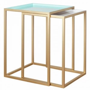 Приставной столик золотой с цветным топом, 2 штуки FOR MISS  264015 Золото