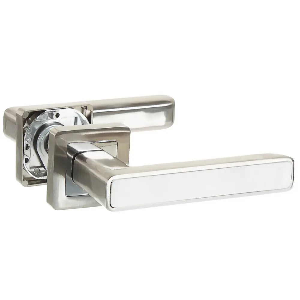 Ручка дверная на розетке MARS QR/HD SN/WH-19, цвет матовый никель/белый PUNTO STLM-2104834 - Вид №1