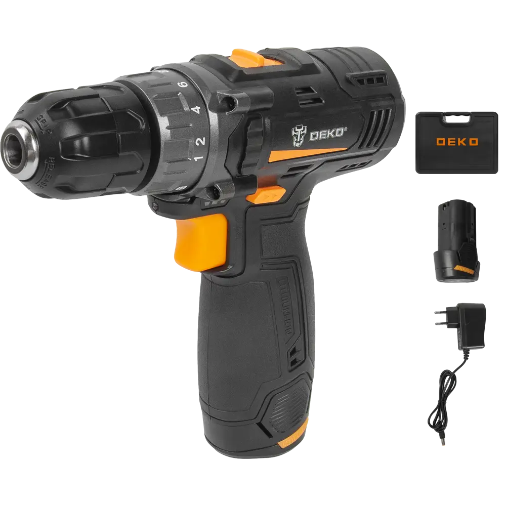 Дрель-шуруповерт аккумуляторная Deko GCD12DU3 12 В Li-ion 2x3 Ач набор сверл и бит STLM-2160884