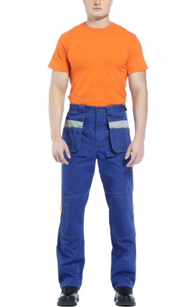4957450 Брюки рабочие "Профессионал" василек со светло-серым  Летняя спецодежда  размер 60-62/170-176  - Вид №2