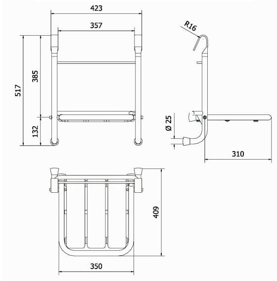 Сиденье для душа / сиденье для ванны с порошковым покрытием Thermomat SDA ARCH-00096156 - Вид №2