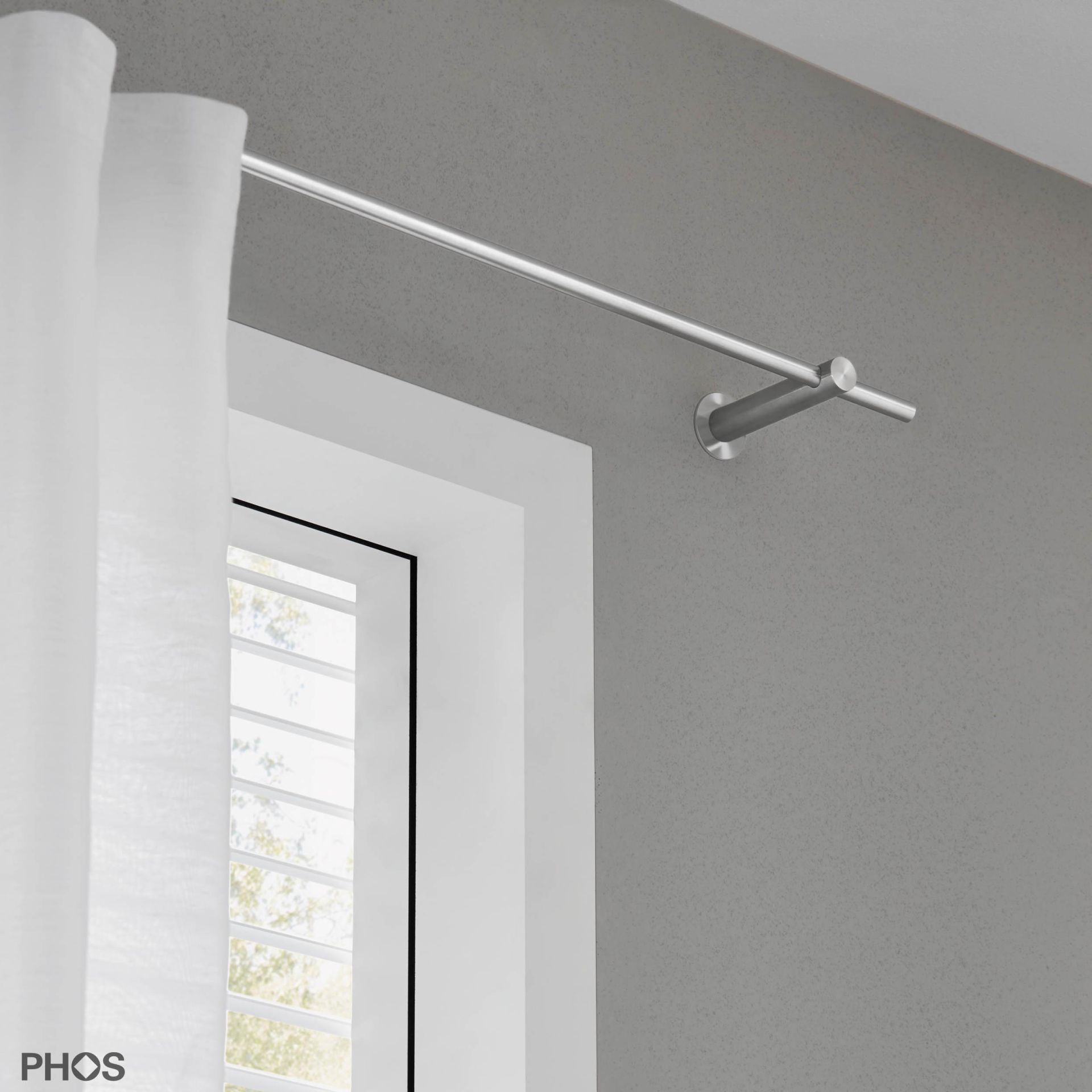 VS20-100-2400 Комплект карнизов: 240 см с 2 держателями и 1 держателем карниза в качестве центральной опоры (среднее расстояние от стены) PHOS  - Вид №1