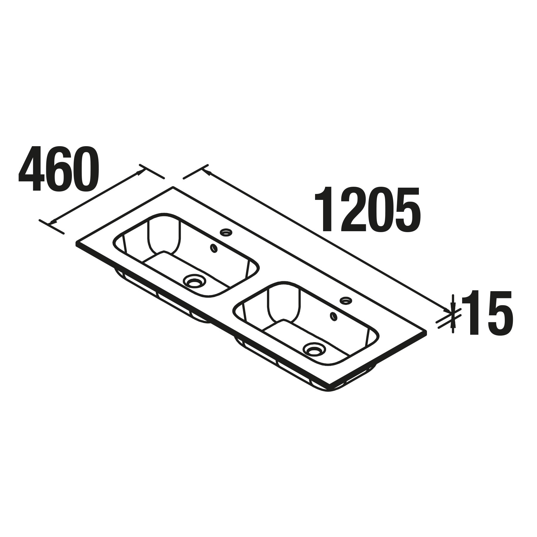 18691 SALGAR Раковина SOFIA 1205 двойная MINERALMARMO 1205 x 15 x 460 мм - Вид №1