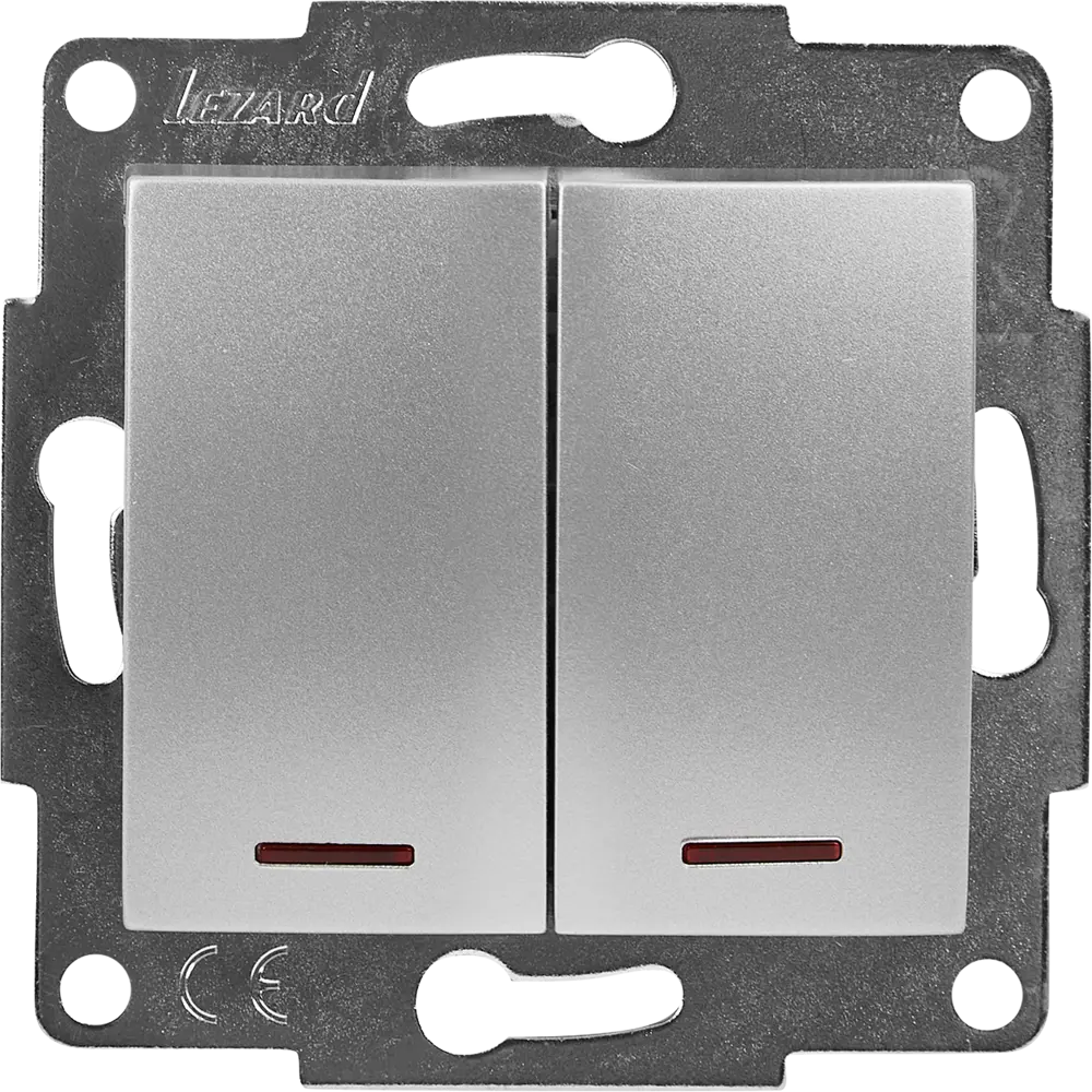 Выключатель Lezard Karina 2 клавиши с подсветкой цвет матовый серый STLM-2004719 - Вид №1