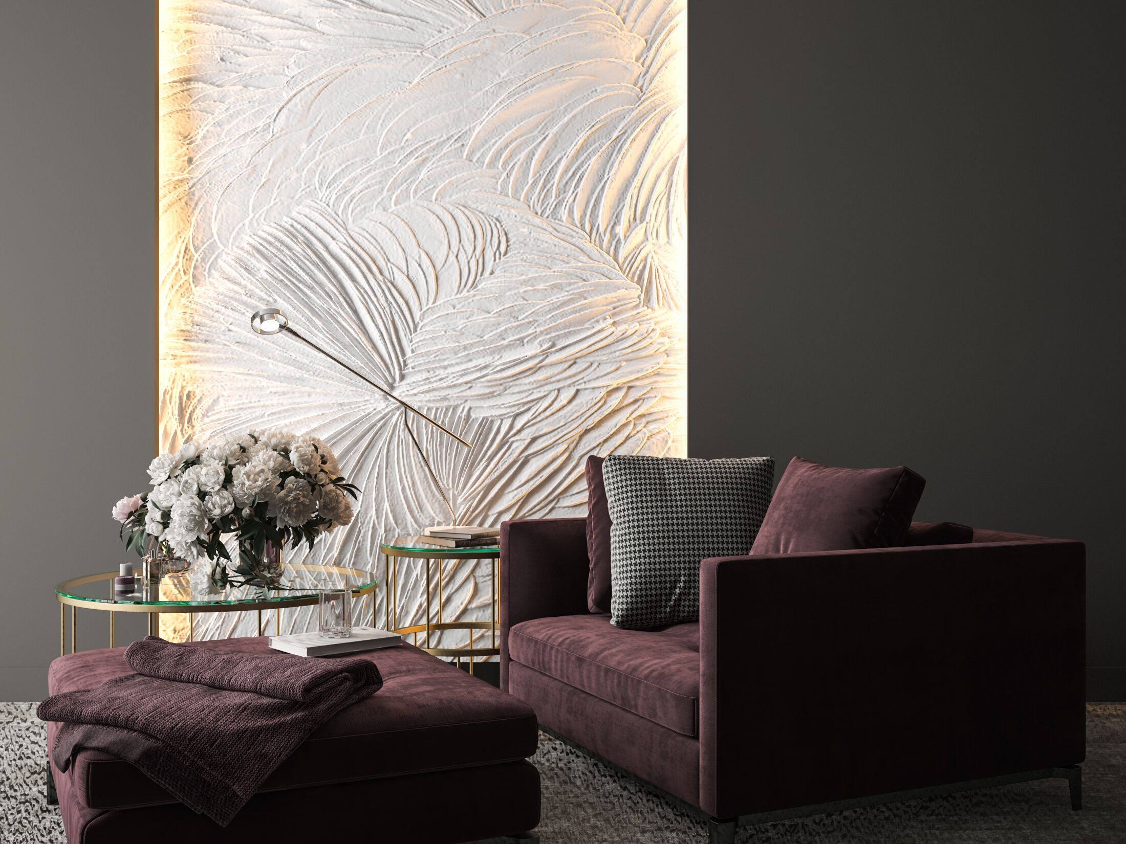 Трехмерная декоративная гипсовая панель WallDeco COLIBRI ARCH-00052727