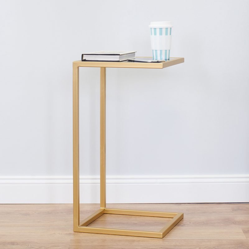 Приставной столик бронза со стеклянным топом 35 см FOR MISS  264000 Золото;прозрачный  - Вид №1