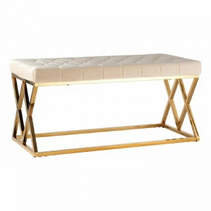 Банкетка-скамейка прямоугольная бежевая с золотом "Инсигния" STOOL GROUP ДИЗАЙНЕРСКИЕ 00-3881876 Бежевый;золото