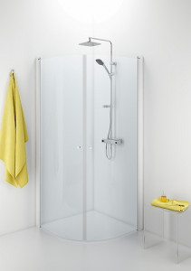 500.997.00.5 IDO Showerama 10-4 душевая стенка для круглого углового душа, IDO Showerama 10-4, матовые профили / прозрачное стекло, 800x900 мм